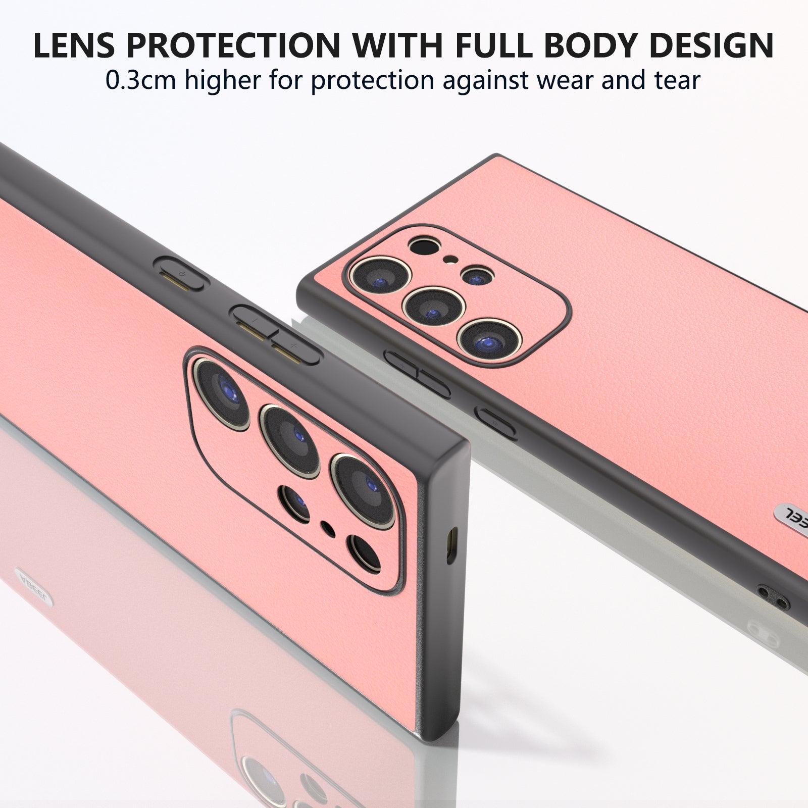 ABEEL For Samsung Galaxy S24 Ultra Case Textured Genuine Cow Leather Anti-Fingerprint Protective Cover - Pink ABEEL For Samsung Galaxy S24 Ultra Case Textured Genuine Cow Leather Anti-Fingerprint Protective Cover - Pink
